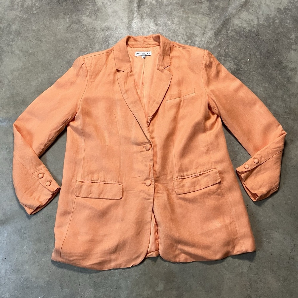 Ashley Park X RTR Blazerโ Jacket Womens Size Small Tangerine Orange Linen Blend